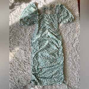 Maternity Floral Lace Up Backless Dress